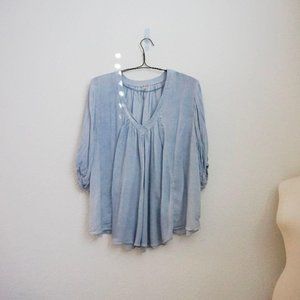 Free People blue v-neck flowy blouse